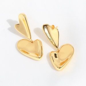 Jennybird Layla heart dangle drop earrings 14k gold over brass